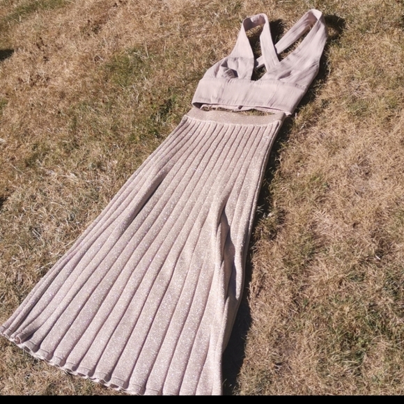 Wilfred Metallic Nude Pink High Waist Skirt - Picture 9 of 9